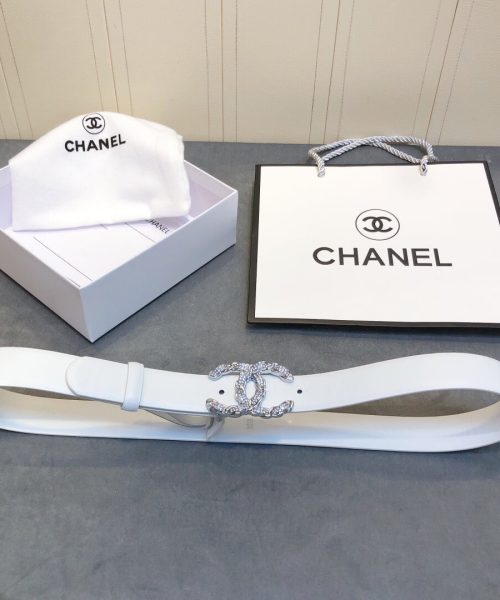 1:1 Replica Chanel Belt With Double C Buckle White Women Belt