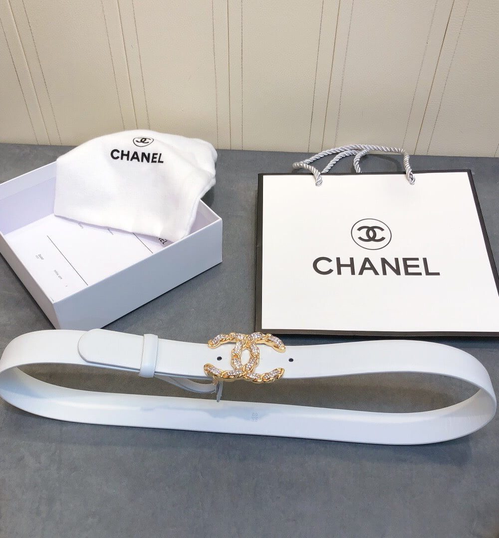 1:1 Replica Chanel Belt With Double C Buckle White Women Belt