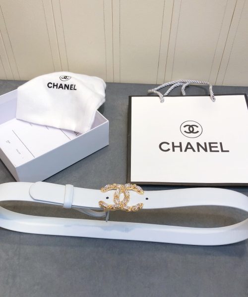 1:1 Replica Chanel Belt With Double C Buckle White Women Belt