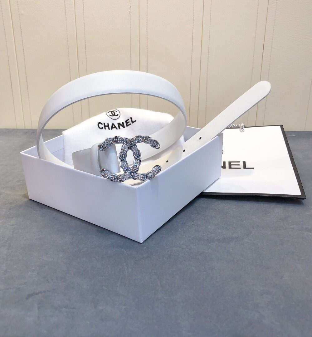 1:1 Replica Chanel Belt With Double C Buckle White Women Belt