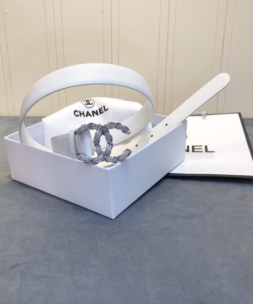 1:1 Replica Chanel Belt With Double C Buckle White Women Belt