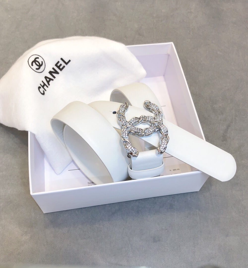 1:1 Replica Chanel Belt With Double C Buckle White Women Belt