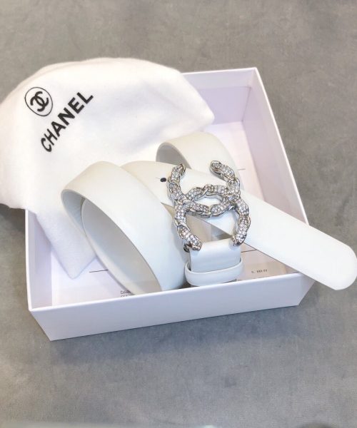 1:1 Replica Chanel Belt With Double C Buckle White Women Belt