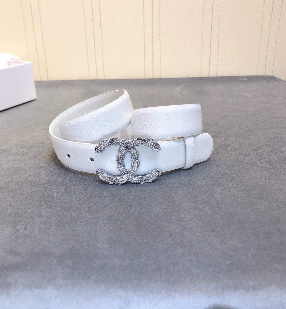 1:1 Replica Chanel Belt With Double C Buckle White Women Belt