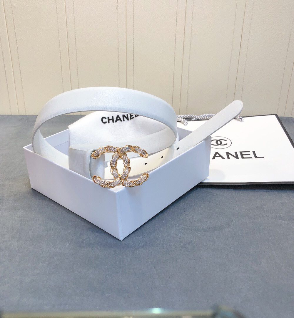 1:1 Replica Chanel Belt With Double C Buckle White Women Belt