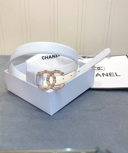 1:1 Replica Chanel Belt With Double C Buckle White Women Belt