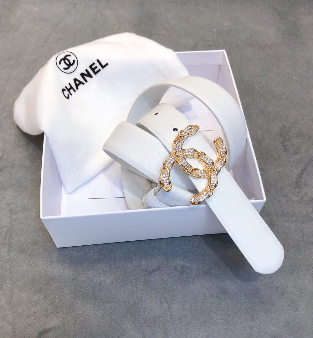 1:1 Replica Chanel Belt With Double C Buckle White Women Belt