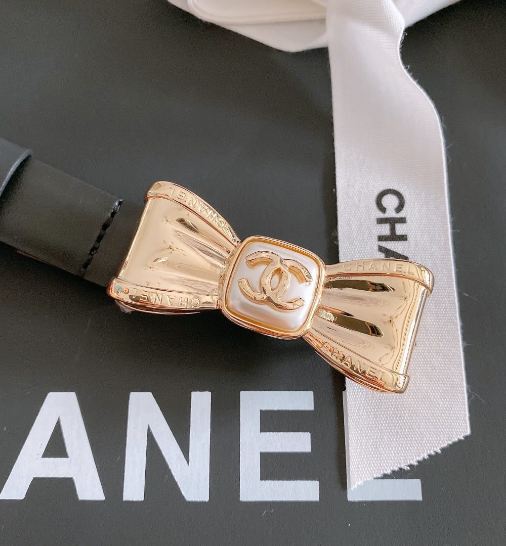 1:1 Replica Chanel Belt With Ribbon Buckle Black Women Belt