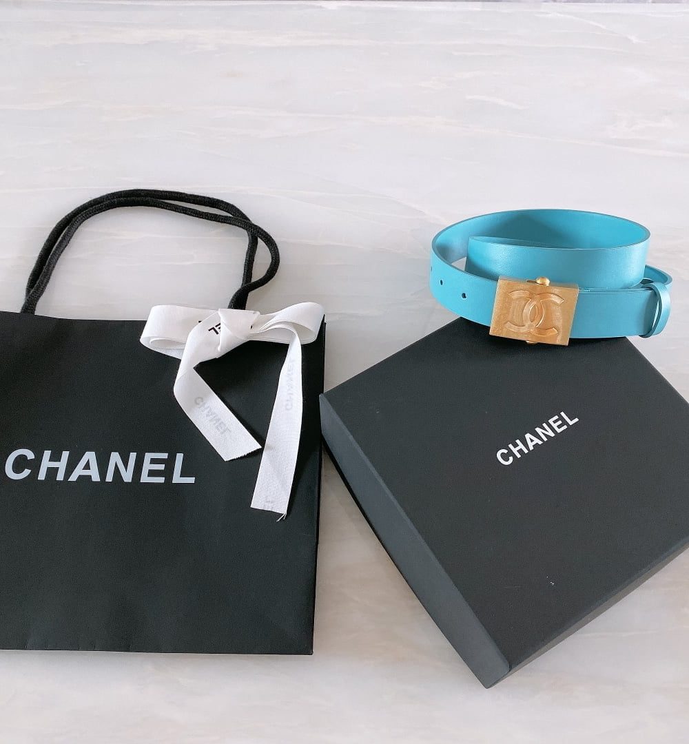 1:1 Replica Chanel Belt With Ribbon Buckle Blue Women Belt
