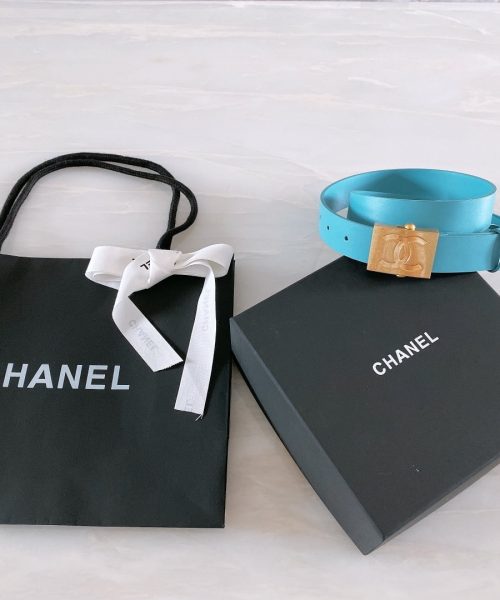1:1 Replica Chanel Belt With Ribbon Buckle Blue Women Belt