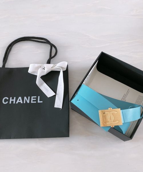 1:1 Replica Chanel Belt With Ribbon Buckle Blue Women Belt