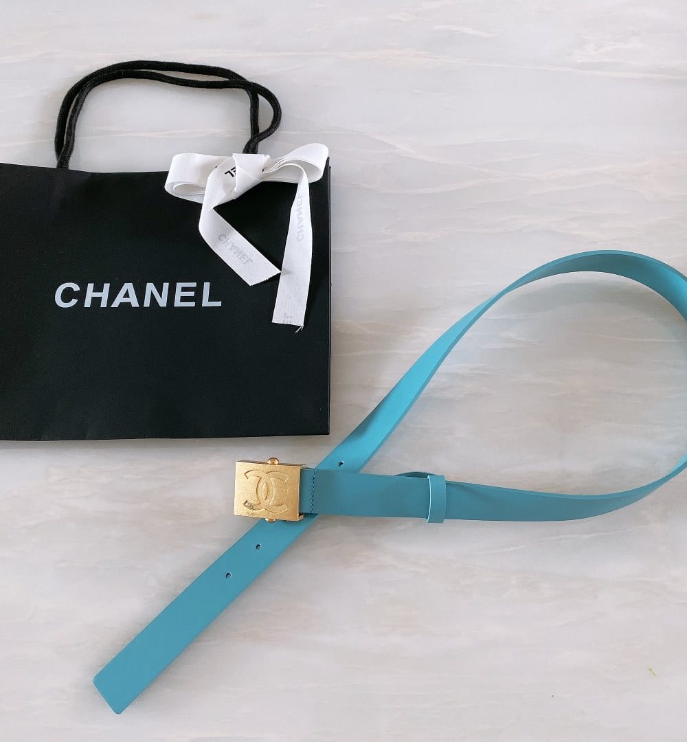 1:1 Replica Chanel Belt With Ribbon Buckle Blue Women Belt