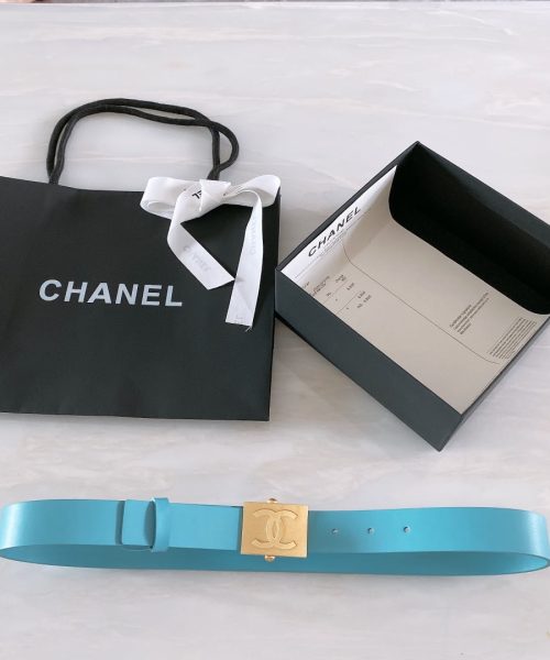 1:1 Replica Chanel Belt With Ribbon Buckle Blue Women Belt