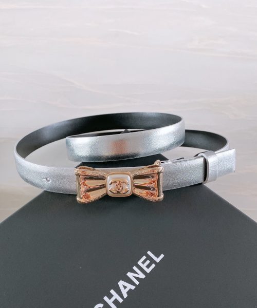 1:1 Replica Chanel Belt With Ribbon Buckle Silver Women Belt