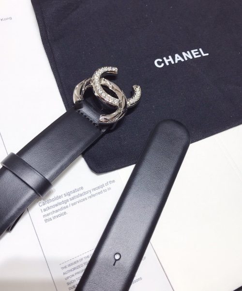 1:1 Replica Chanel Black Belt With Double C Buckle Silver-Toned Metal Women Belt
