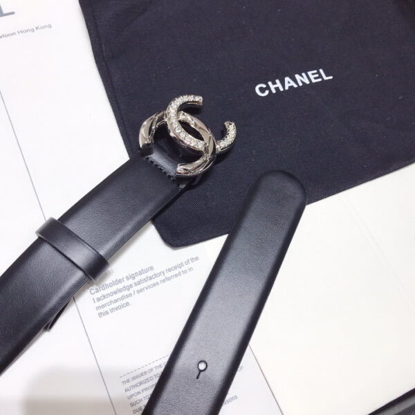 1:1 Replica Chanel Black Belt With Double C Buckle Silver-Toned Metal Women Belt