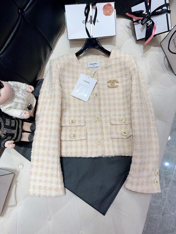 Chanel Blazer Maje Tweed Jacket Cream For Women