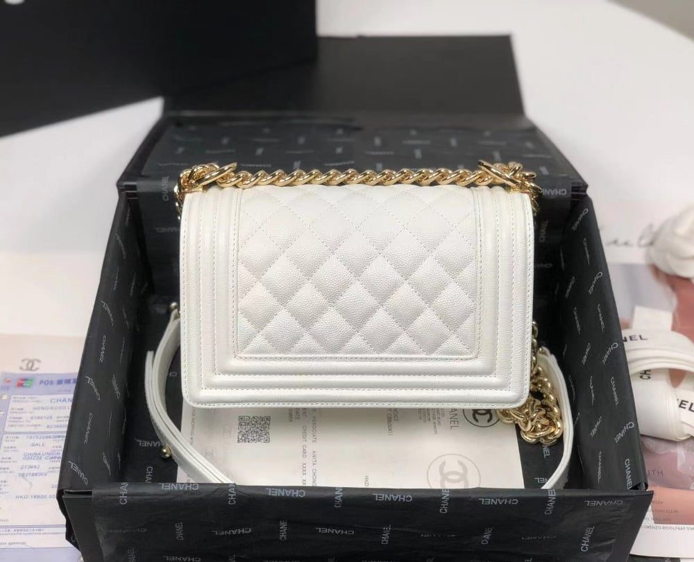 [REP 1:1] Chanel Boy Flapbag White For Women 7.9in/20cm