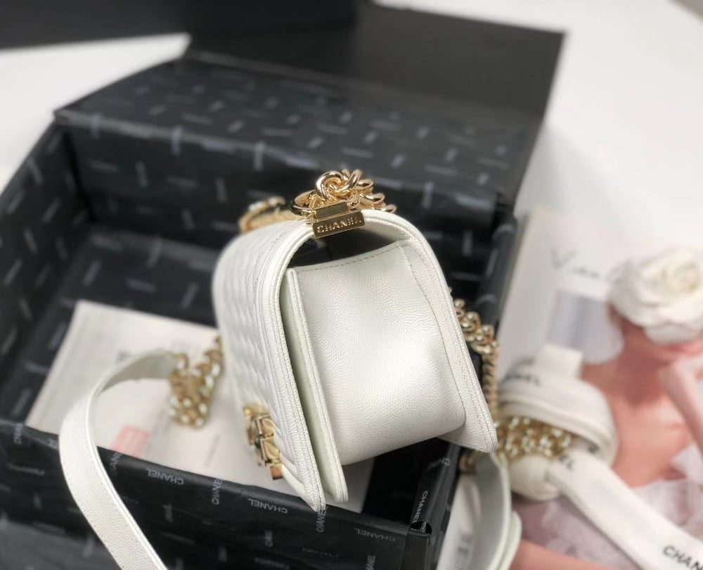 [REP 1:1] Chanel Boy Flapbag White For Women 7.9in/20cm