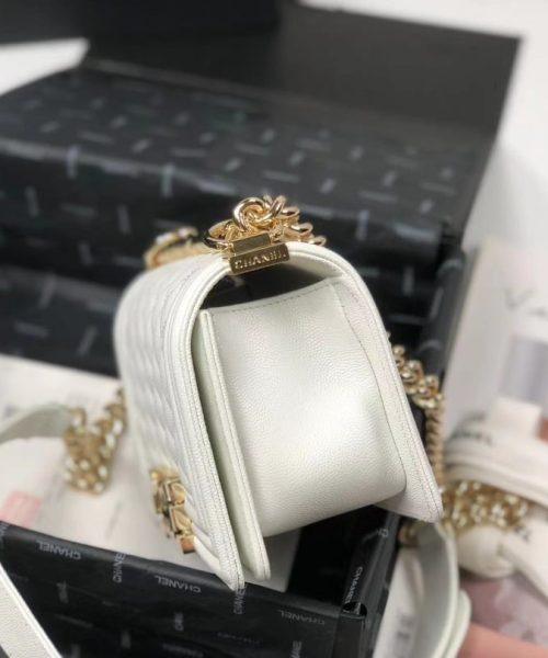 [REP 1:1] Chanel Boy Flapbag White For Women 7.9in/20cm