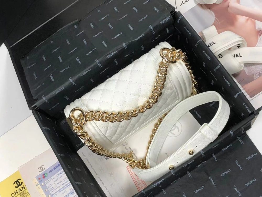 [REP 1:1] Chanel Boy Flapbag White For Women 7.9in/20cm - Image 5