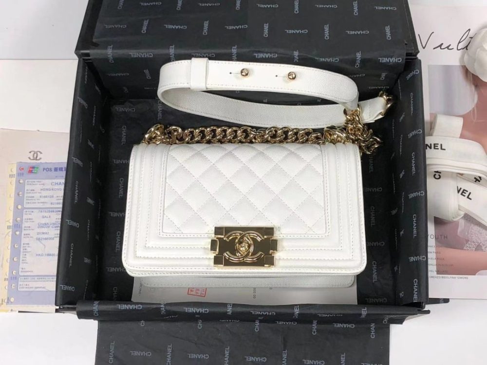 [REP 1:1] Chanel Boy Flapbag White For Women 7.9in/20cm - Image 6