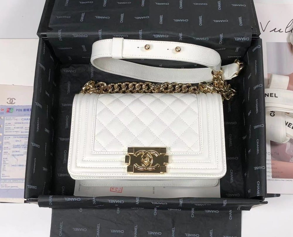 [REP 1:1] Chanel Boy Flapbag White For Women 7.9in/20cm