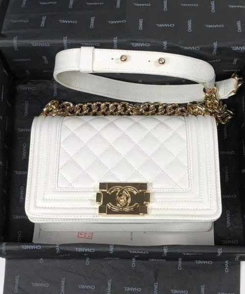 [REP 1:1] Chanel Boy Flapbag White For Women 7.9in/20cm