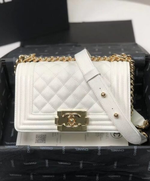 [REP 1:1] Chanel Boy Flapbag White For Women 7.9in/20cm