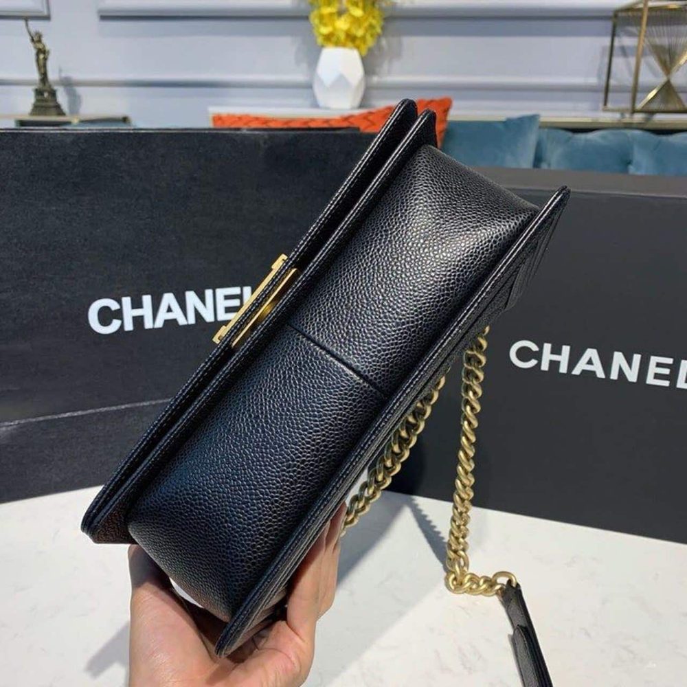 [REP 1:1] Chanel Boy Handbag Gold Toned Hardware Black For Women, Women's Bags, Shoulder And Crossbody Bags 9.8in/25cm A67086 - Image 4