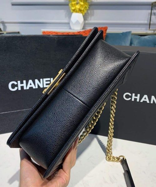 [REP 1:1] Chanel Boy Handbag Gold Toned Hardware Black For Women, Women's Bags, Shoulder And Crossbody Bags 9.8in/25cm A67086