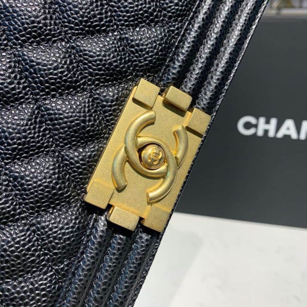 [REP 1:1] Chanel Boy Handbag Gold Toned Hardware Black For Women, Women's Bags, Shoulder And Crossbody Bags 9.8in/25cm A67086 - Image 8