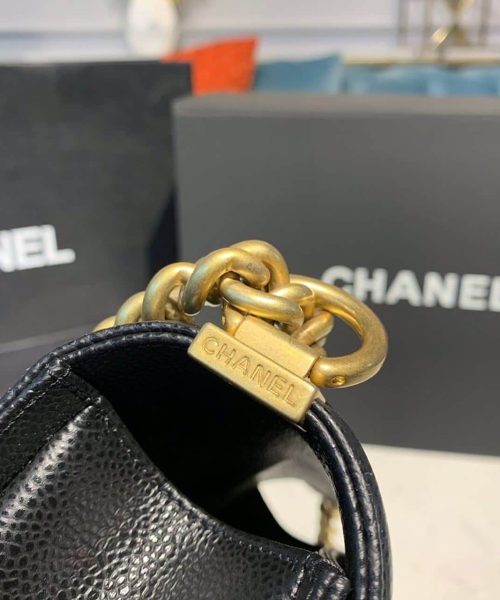 [REP 1:1] Chanel Boy Handbag Gold Toned Hardware Black For Women, Women's Bags, Shoulder And Crossbody Bags 9.8in/25cm A67086