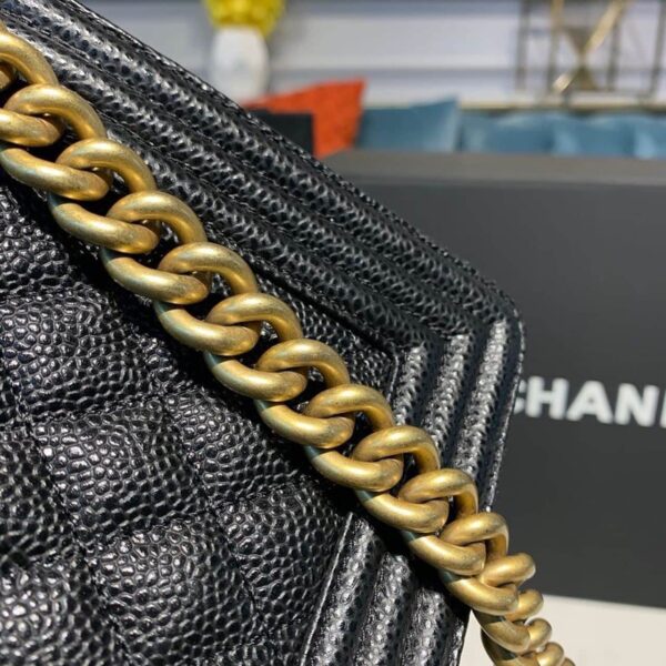 [REP 1:1] Chanel Boy Handbag Gold Toned Hardware Black For Women, Women's Bags, Shoulder And Crossbody Bags 9.8in/25cm A67086
