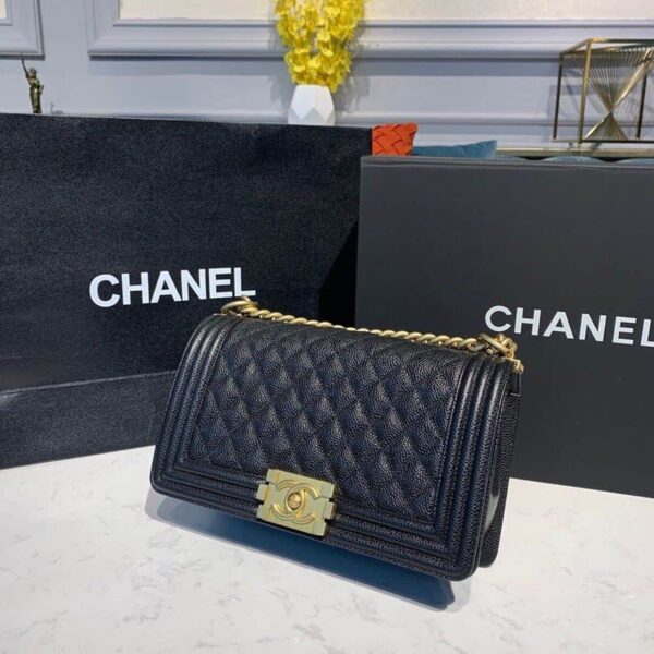 [REP 1:1] Chanel Boy Handbag Gold Toned Hardware Black For Women, Women's Bags, Shoulder And Crossbody Bags 9.8in/25cm A67086