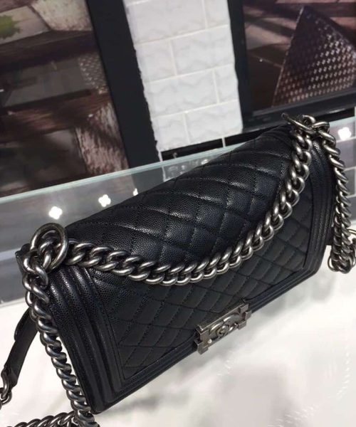 [REP 1:1] Chanel Boy Handbag Silver Hardware Black For Women, Women's Handbags, Shoulder And Crossbody Bags 9.8in/25cm A67086