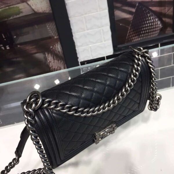[REP 1:1] Chanel Boy Handbag Silver Hardware Black For Women, Women's Handbags, Shoulder And Crossbody Bags 9.8in/25cm A67086