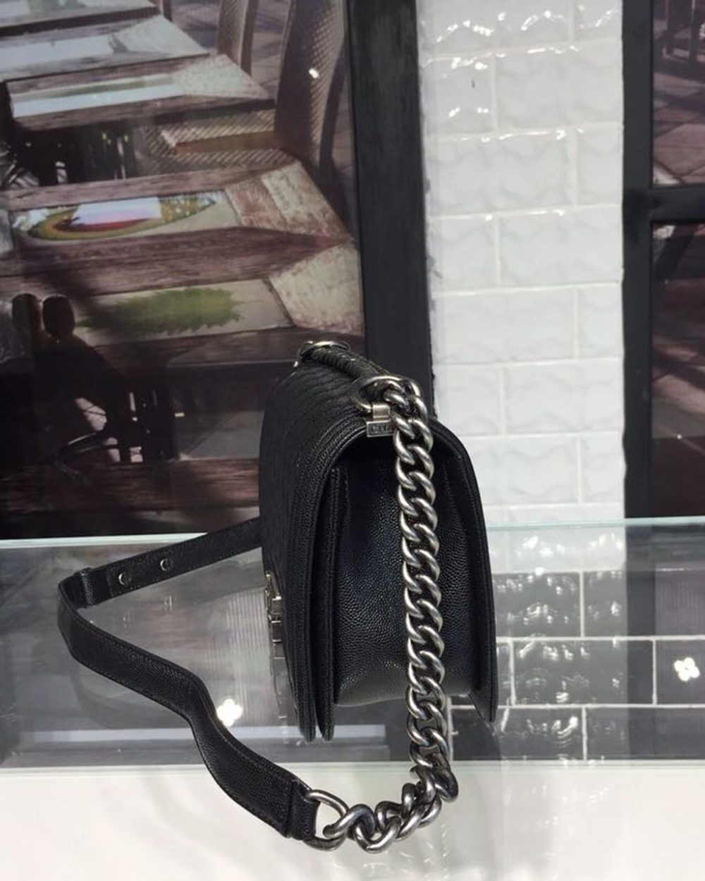 [REP 1:1] Chanel Boy Handbag Silver Hardware Black For Women, Women's Handbags, Shoulder And Crossbody Bags 9.8in/25cm A67086