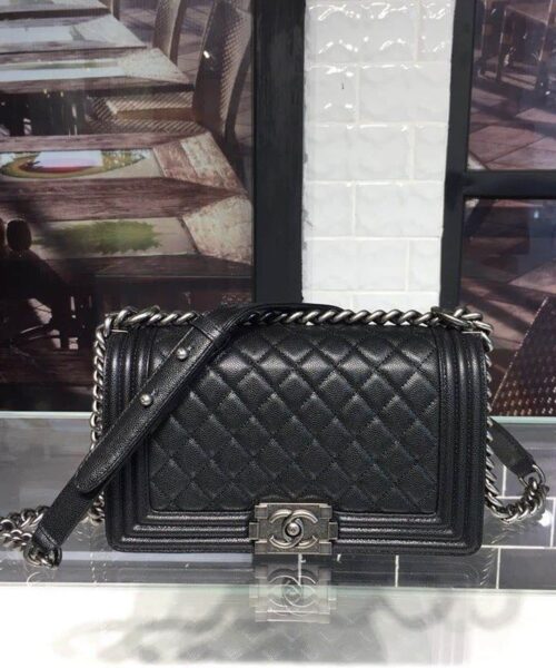 [REP 1:1] Chanel Boy Handbag Silver Hardware Black For Women, Women's Handbags, Shoulder And Crossbody Bags 9.8in/25cm A67086