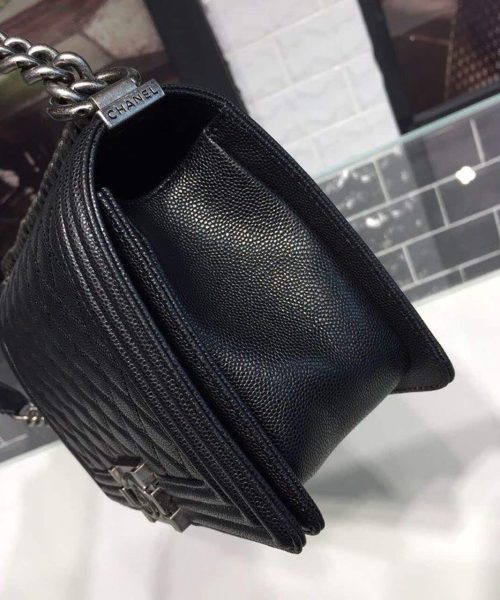 [REP 1:1] Chanel Boy Handbag Silver Hardware Black For Women, Women's Handbags, Shoulder And Crossbody Bags 9.8in/25cm A67086