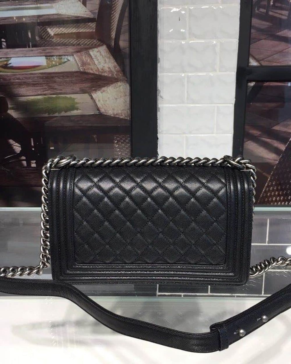 [REP 1:1] Chanel Boy Handbag Silver Hardware Black For Women, Women's Handbags, Shoulder And Crossbody Bags 9.8in/25cm A67086