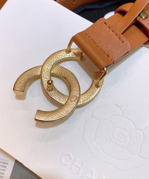 1:1 Replica Chanel Brown Belt With Double C Buckle Gold-Toned and Strass Metal Women Belt