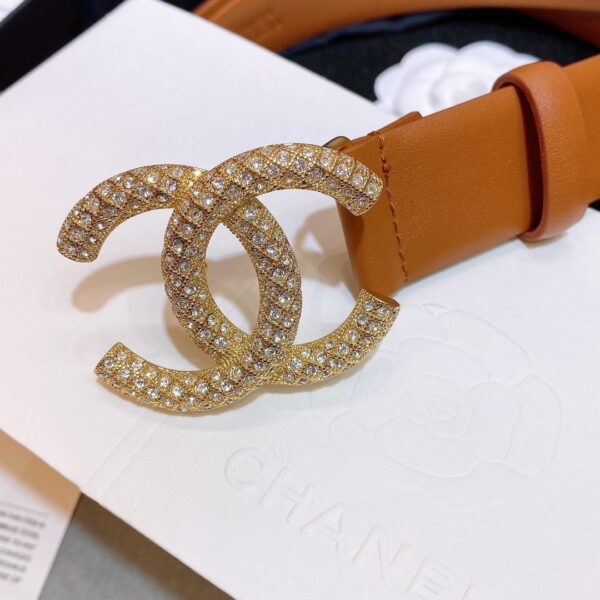 1:1 Replica Chanel Brown Belt With Double C Buckle Gold-Toned and Strass Metal Women Belt