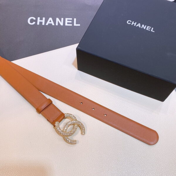 1:1 Replica Chanel Brown Belt With Double C Buckle Gold-Toned and Strass Metal Women Belt