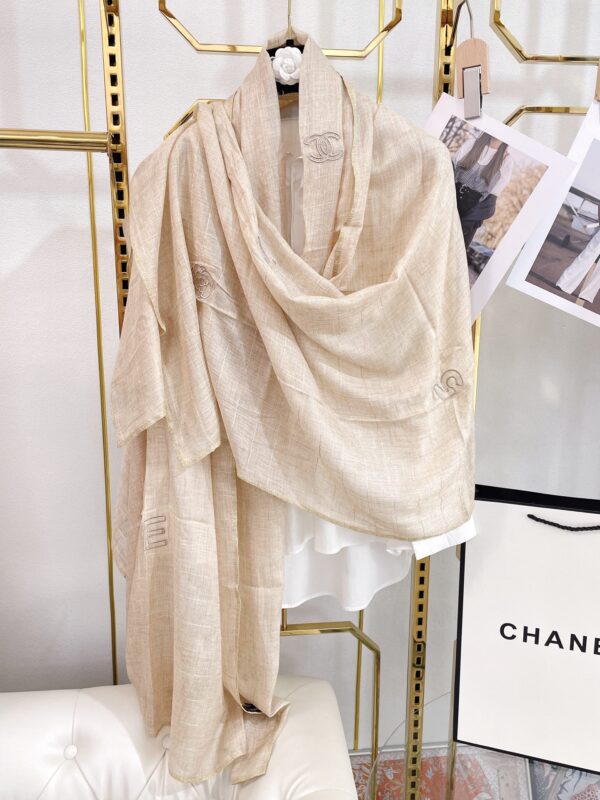 Chanel Cashmere Silk Rectangle Beige Scarf Large 200cm/78in 
