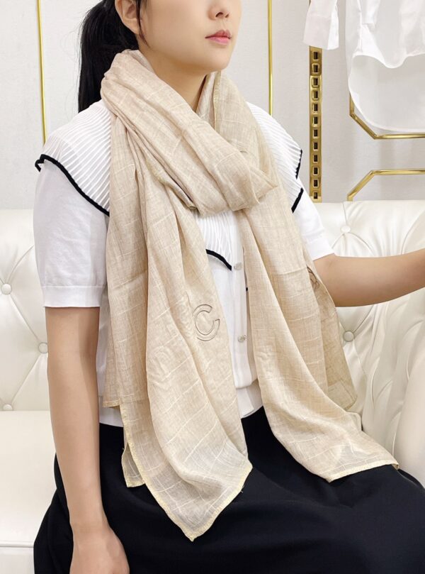 Chanel Cashmere Silk Rectangle Beige Scarf Large 200cm/78in