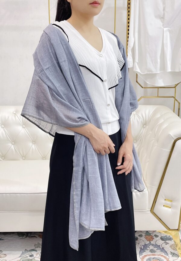 Chanel Cashmere Silk Rectangle Light Blue Scarf Large 200cm/78in 