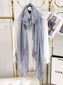 Chanel Cashmere Silk Rectangle Light Blue Scarf Large 200cm/78in 