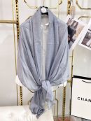 Chanel Cashmere Silk Rectangle Light Blue Scarf Large 200cm/78in 
