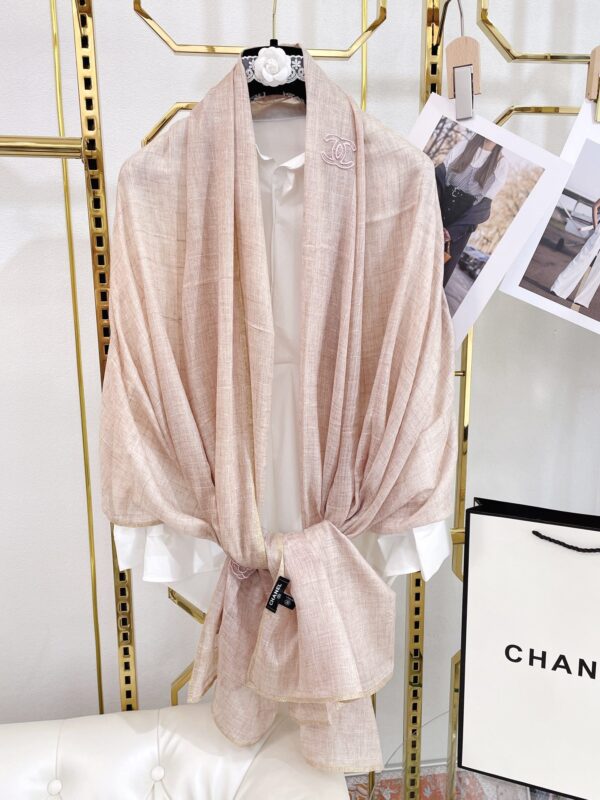 Chanel Cashmere Silk Rectangle Light Pink Scarf Large 200cm/78in 